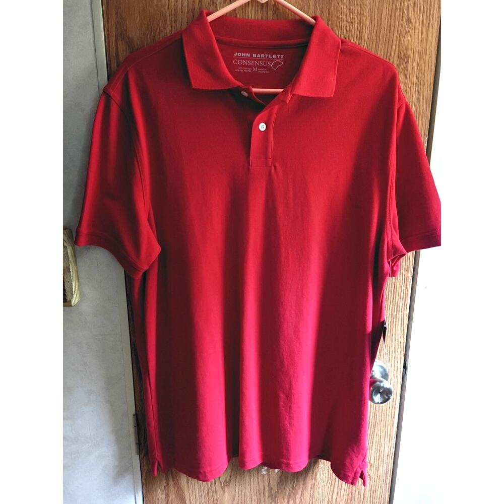 NWT Mens Red Polo Shirt M John Bartlett Consensus Cotton Blend Golf Brand New